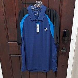 Sergio Tacchini Men's Blue and Black Polo Shirt 3XL NWT